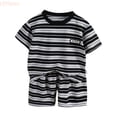 thumbnail image 1 of LYHaoo Boys' Fashionable Striped Breathable Short Sleeved Shirt + Shorts Two Piece Suit Suitable For 2 9 Years Old Boys Shorts Clothing Set Sizes (3-4 Years), 1 of 4