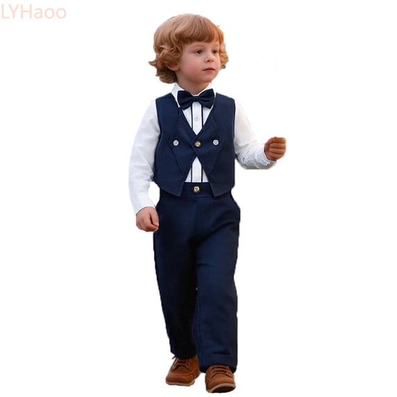 LYHaoo Boys Formal Vest For Wedding Piano Recital Birthday Party And Evening Performance Elegant Childrens Outfit Boys School Clothing Sets Sizes (2-3 Years)