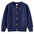thumbnail image 1 of LYHaoo Boys Girls Basic Sweaters Fall School Uniform Kids Round Neck Button Front Cardigan Knit Sweaters Outerwear 1-2 Years(Blue), 1 of 3