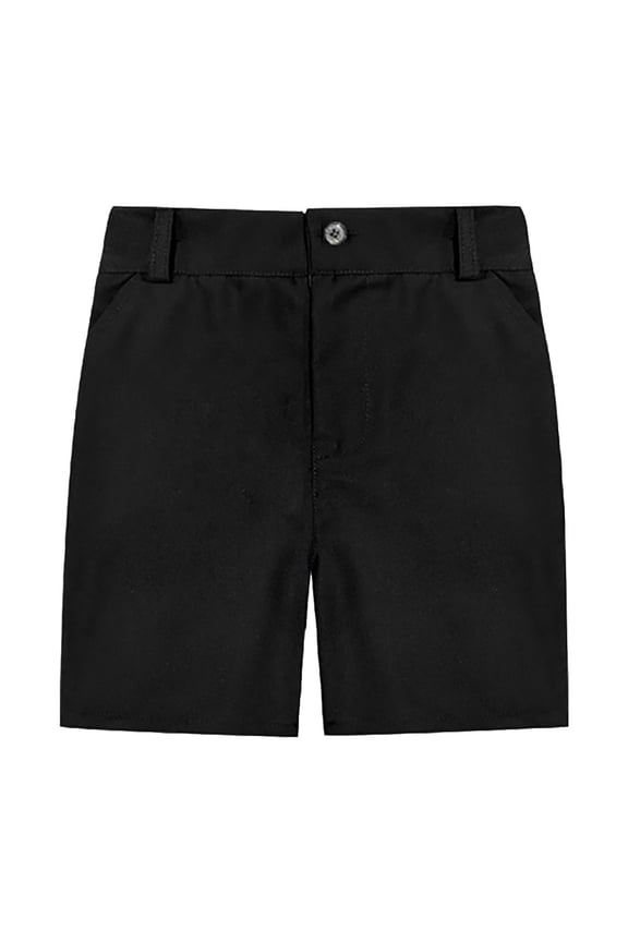 Boys Girls School Uniform Casual Shorts, Pull-on Fit Stretchy Twill Shorts With Pockets Sizes 5-6 Years Black