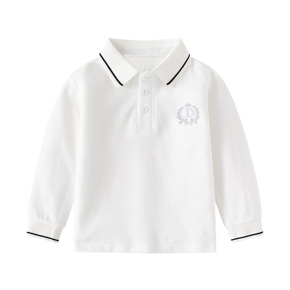 LYHaoo Boys Girls Toddler Kids Baby Long Sleeve Lapel Collar Shirt Tops School Outfits School Uniform Sizes 1-2 Years White