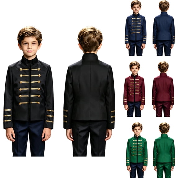 LYHaoo Boys Halloween Long Sleeve Jacket Stand Collar Dress Up Jacket Coat for Kids Party Performance Outfits(15-16 Years)