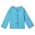 thumbnail image 1 of LYHaoo Boys Linen Short Sleeve Open Front Cardigan Top Breathable Comfortable Casual Kids Spring Fall Shirt Regular Fit Sizes 4-5 Years Blue, 1 of 6