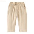 thumbnail image 1 of LYHaoo Boys Long Pants New Children's Solid Color Casual Pants Fashion Children's Pants Sizes 4-5 Years(Yellow), 1 of 5