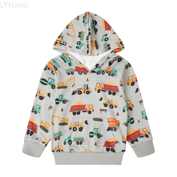 LYHaoo Boys Long Sleeve Hooded Sweatshirt With Cartoon Print Soft Pullover For Kids Playful Graphic Pullover Hoodie For Children Cozy Casual Wear Warm Sweatshirts Sizes 13-14 Years(Yellow)