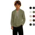 thumbnail image 1 of LYHaoo Boys Long Sleeve Shirt Kids Classic Lace up Theme Tops(9-10 Years), 1 of 7