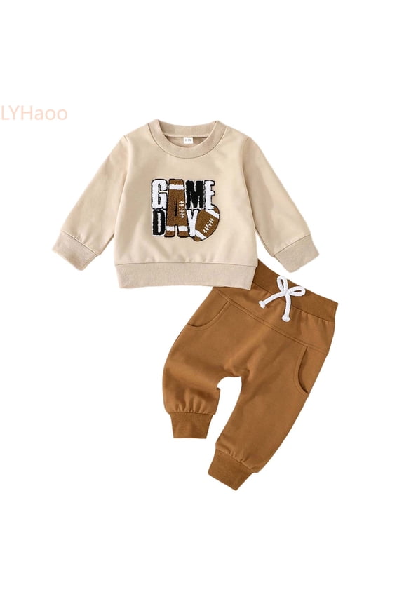 Boys Outfits Set Baseball Print Long Sleeve Hooded Sweatshirt With Pocket Pants Toddler Two Piece Casual Playwear For Infant Baby Boys School Outfit Sets Sizes (9-12 Months)