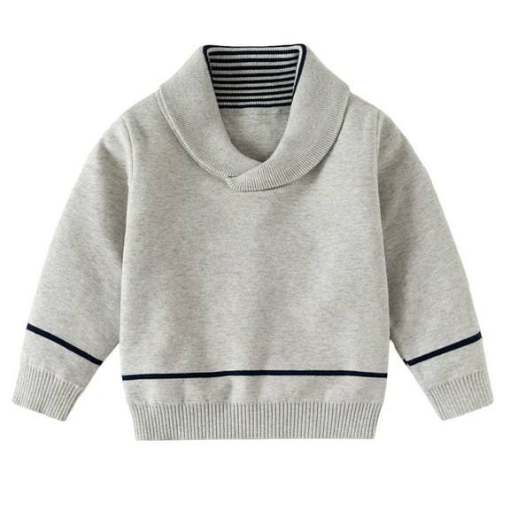 LYHaoo Boys Oversized Sweater Boys Sweaters For Toddlers And Kids Soft Yarn Knit Pullover With Collar Comfortable Casual Top For Daily Wear 2-3 Years(Gray)