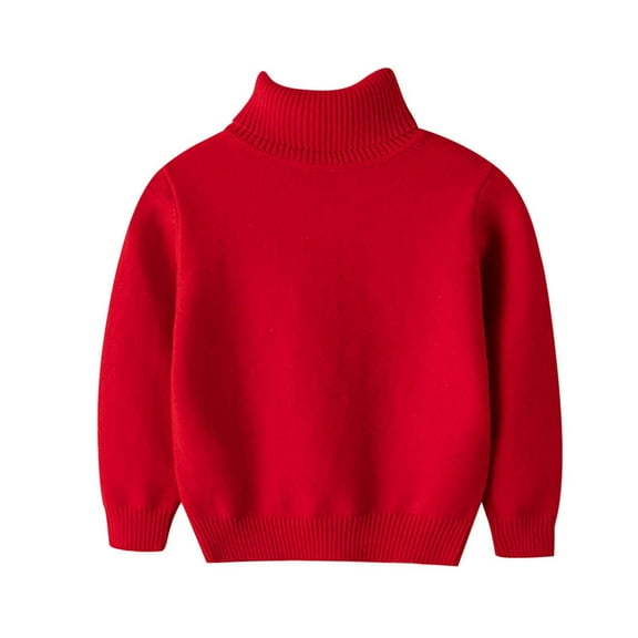 LYHaoo Boys Oversized Sweater Girl Sweater Toddler Round Neck Knitted Fall Winter Pullover Tops Turtleneck Sweater Clothes 6-7 Years(Red)