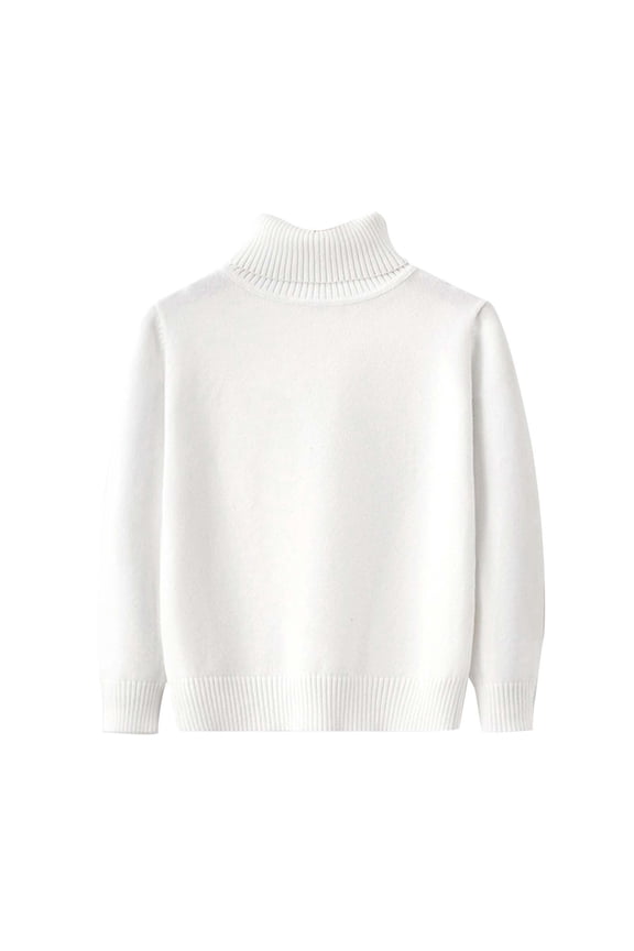 Boys Oversized Sweater Girl Sweater Toddler Round Neck Knitted Fall Winter Pullover Tops Turtleneck Sweater Clothes 7-8 Years(White)