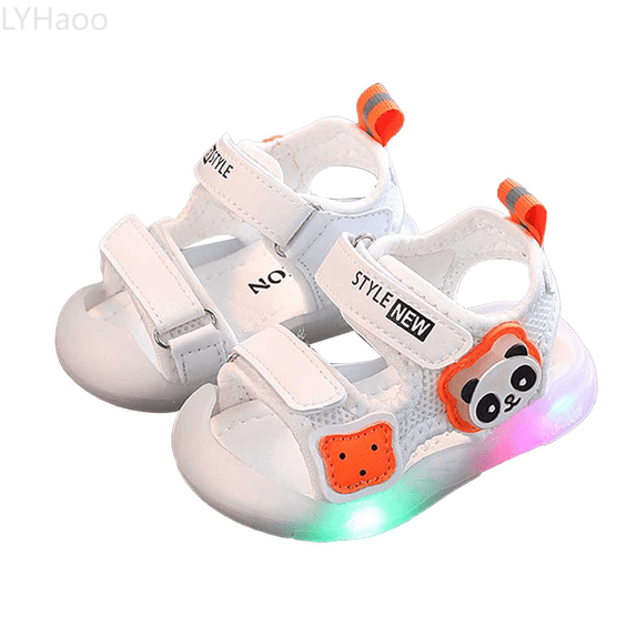 LYHaoo Boys Sandals Summer Newborn Soft Sole Walking Shoes For 1 3 Year Old Boys And Girls Light Up Sandals For Toddlers Kick Beach Shoes Sizes 7 Little Kid(17)