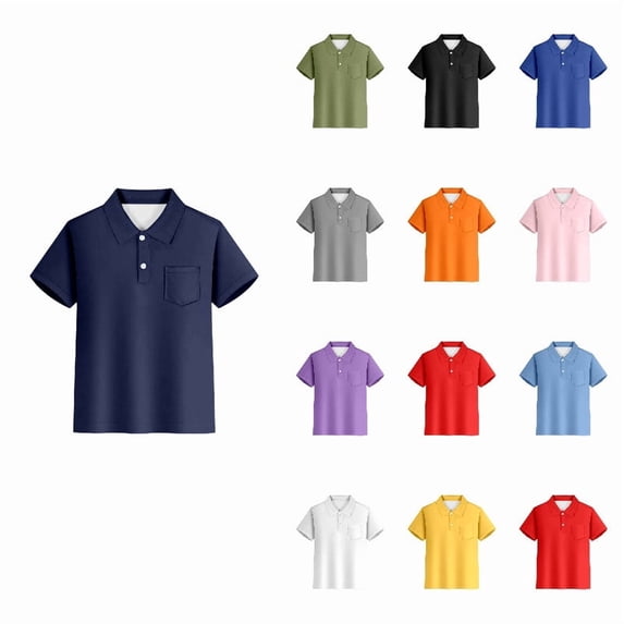 LYHaoo Boys School Uniform Lapel Shirts,Kids Boys Girls Short Sleeve Summer Casual Striped Gentleman Tops Holiday Shirts T Shirt With Pocket,Sizes 11-12 Years