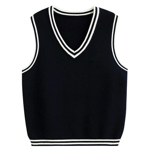 LYHaoo Boys School Uniform Sweater Vest Kids V Neck Sleeveless Knit Sweaters Tops 10-11 Years(Blue)