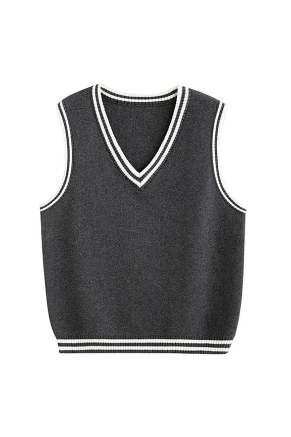 Boys School Uniform Sweater Vest Kids V Neck Sleeveless Knit Sweaters Tops 10-11 Years(Gray)