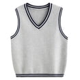 thumbnail image 1 of LYHaoo Boys School Uniform Sweater Vest Kids V Neck Sleeveless Knit Sweaters Tops 13-14 Years(Gray), 1 of 6