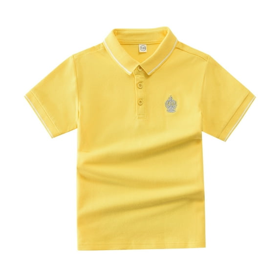 LYHaoo Boys Shirt Short Sleeve Casual Summer Top With Embroidered Print Loose Fit For Toddler To Teen Age 18 Months To 13 Years Holiday Summer Sizes 12-13 Years Yellow