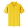 thumbnail image 1 of LYHaoo Boys Short Sleeve Button Front Shirts School Uniforms, Collared Stretch Tops Sizes 5-6 Years Yellow, 1 of 2