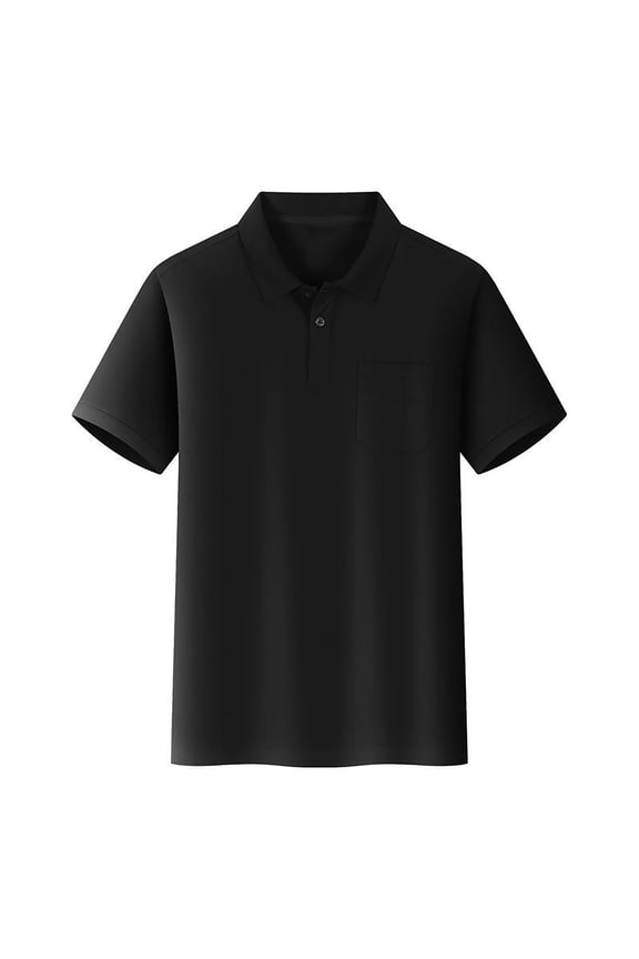 Boys Short Sleeve Button Front Shirts School Uniforms, Collared Stretch Tops Sizes 7-8 Years Black