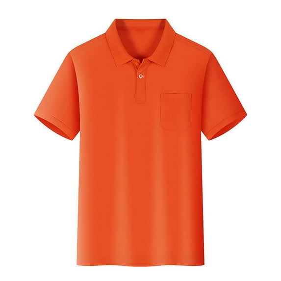 LYHaoo Boys Short Sleeve Button Front Shirts School Uniforms, Collared Stretch Tops Sizes 7-8 Years Orange
