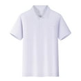 thumbnail image 1 of LYHaoo Boys Short Sleeve Button Front Shirts School Uniforms, Collared Stretch Tops Sizes 9-10 Years White, 1 of 5