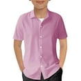 thumbnail image 1 of LYHaoo Boys Short Sleeve Dress Shirts, Button Down Shirts School Shirts Sizes 5-6 Years Pink, 1 of 5