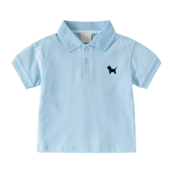 LYHaoo Boys Short Sleeve Shirt Summer Casual Kids Top Comfortable Breathable Shirt For Toddler And Children Regular Fit Sizes 2-3 Years Blue