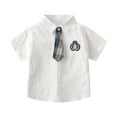 thumbnail image 1 of LYHaoo Boys Short Sleeved Shirt Plaid Shirt For Children Classic Fit Sizes 3-4 Years White, 1 of 6