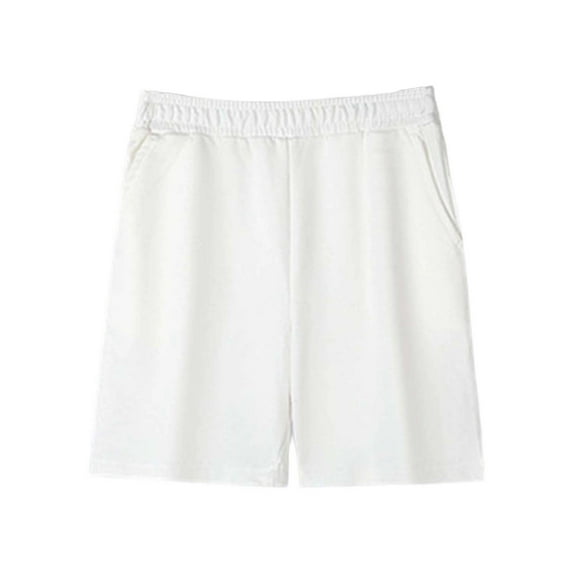 LYHaoo Boys Shorts For Toddler To Teen Comfortable Loose Fit Casual Summer Play Shorts Elastic Waist Active Outdoor Wear School Uniform Sizes 5-6 Years White