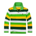 thumbnail image 1 of LYHaoo Boys Striped Long Sleeve Shirt, School Uniform Stretch Collared Shirt Sizes 6-7 Years Green, 1 of 2