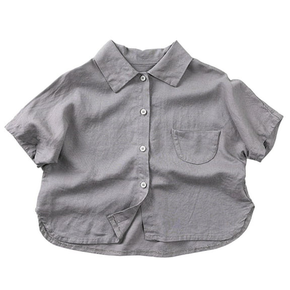 LYHaoo Boys Summer Shirt Casual Short Sleeve Top For Toddler Kids 1 8 Years Lightweight Breathable Loose Fit Trendy Boys Shirt Comfortable Daily Wear Stretch Casual Sizes 4-5 Years Gray