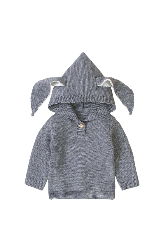 Boys Sweaters Outerwear Boys Hooded Knit Sweater With Adorable Soft Warm Winter Pullover For Toddler And Kids Cozy Casual Outerwear 6-12 Months(Gray)