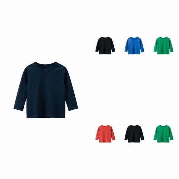 LYHaoo Boys T Shirts,Toddler Kids Girls Boys Long Sleeve Basic T Shirt Casual Tees Shirt Tops Solid Color,Sizes 6-8 Years