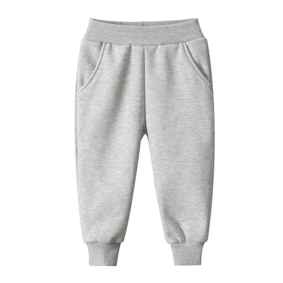 LYHaoo Boys Thermal Pants Winter Warm Solid Color Joggers Casual Sports Trousers For Kids Toddler Youth Comfortable Casual Flowy Pants Sizes 2-3 Years Gray