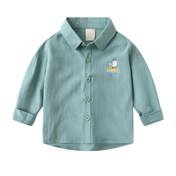 LYHaoo Boys Tops Cartoon Printed Long Sleeve Shirt For Kids Casual Wear For Beach School And Parties Ideal For Ages 1 To 8 Versatile Kids Comfort Stretch Sizes 5-6 Years Green