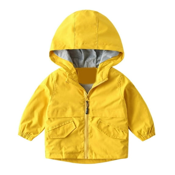LYHaoo Boys Windbreaker Jacket For Kids Lightweight Hooded Zipper Coat Outdoor Casual School Jacket For Boys Age 1.5 To 10 Years Sizes 5-6 Years Yellow(Little Kid)