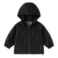 thumbnail image 1 of LYHaoo Boys Windbreaker Jacket For Kids Lightweight Hooded Zipper Coat Outdoor Casual School Jacket For Boys Age 2 To 13 Years Sizes 6-7 Years Black(Little Kid), 1 of 5
