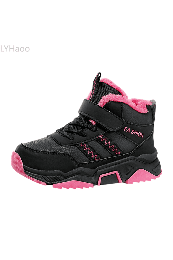 Boys Winter Fleece Lined Ankle Boots Comfortable Warm Sports Sneakers For Toddlers And Kids Outdoor Play Casual Shoes Sizes 13.5 Bid Kid Pink(8-9 Years)