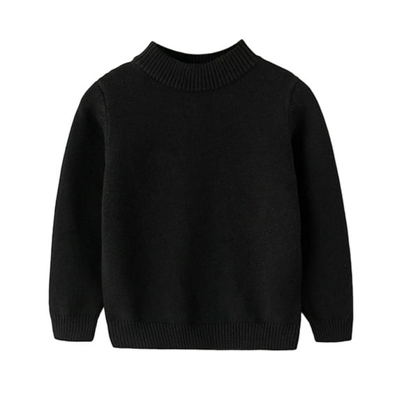 LYHaoo Boys and Girls' Uniform Cotton Crew-Neck Sweaters Long Sleeve Pullover Knit Sweaters 6-7 Years(Black)
