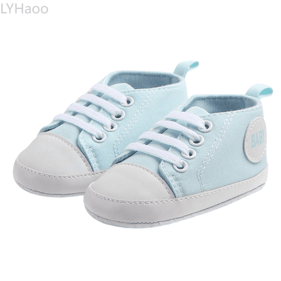LYHaoo Breathable Soft Sole First Canvas Shoes For Babies Lightweight Flexible Non Sneakers For Toddler Boys Girls Sizes 4 Toddler Blue(3-5 Months)