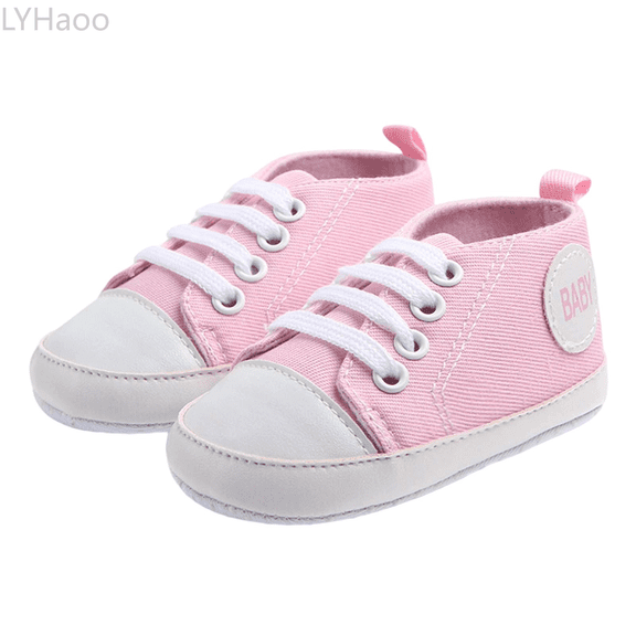 LYHaoo Breathable Soft Sole First Canvas Shoes For Babies Lightweight Flexible Non Sneakers For Toddler Boys Girls Sizes 4 Toddler Pink(3-5 Months)