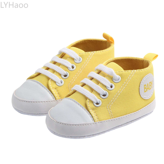 LYHaoo Breathable Soft Sole First Canvas Shoes For Babies Lightweight Flexible Non Sneakers For Toddler Boys Girls Sizes 4 Toddler Yellow(3-5 Months)