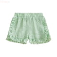 thumbnail image 1 of LYHaoo Casual Shorts for Grils Toddler Baby Girl Shorts Casual Summer Gingham Plaid/Seersucker Elastic Waist Ruffle Hem Shorts Bottoms Sizes 9-12 Months(Green), 1 of 7