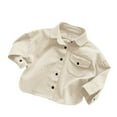 thumbnail image 1 of LYHaoo Child Boys Girls Shirt Long Sleeve Toddler Kids Gentleman Lapel Button Tops Basic Comfort Tees Sizes 3-4 Years Beige, 1 of 6