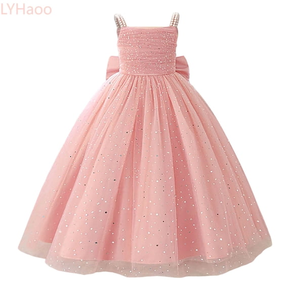 LYHaoo Child Girls Sleeveless Dress Party Festival Gown Dressesï¼Girls A Line Dresses Sizes 7-8 Years Pink
