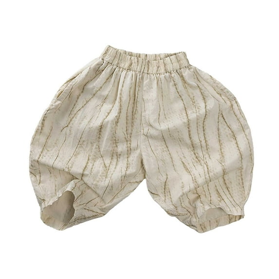 LYHaoo Child Toddler Boys Girls Elastico Pants Casual Summer Holiday Striped Trousers Kids Cute Pants Sizes 5-6 Years Beige