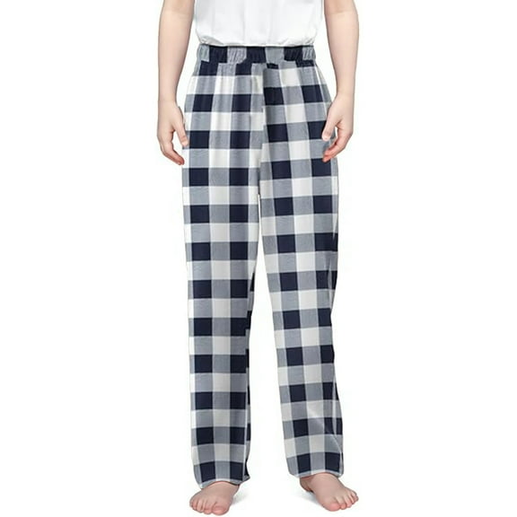 LYHaoo Children's Boys Casual Plaid Pants Loose Elastic Waist Long Trousers Girls Cargo Pants Sizes 3-4 Years Blue