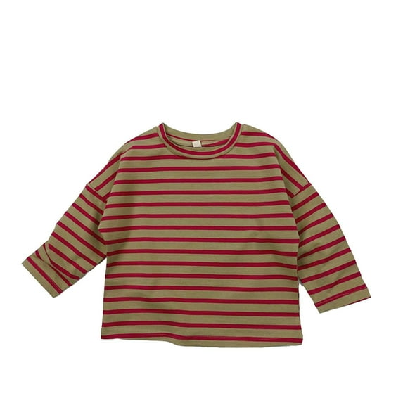 LYHaoo Children's Clothing Unisex Boys And Girls Striped Casual Top T Shirt Trendy Casual Sizes 6-12 Months Red