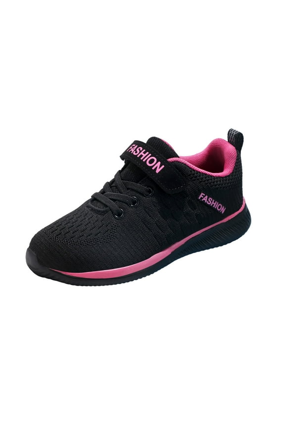 Children's Fashion Solid Color Mesh Flying Woven Sneakers For Boys And Girls Comfortable Breathable Running Shoes Sizes 11 Pink(Little Kid)