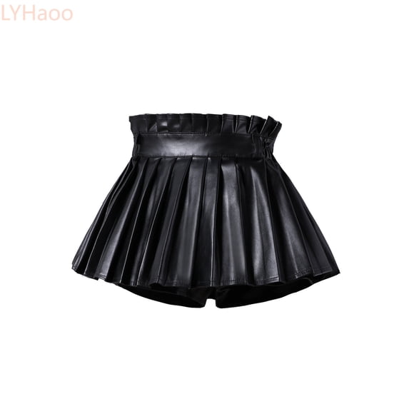 LYHaoo Children's PU Solid Color Fashion Personality Dress Full Skirt Girls Skirt,Dresses for Girls Sizes 11-12 Years Black
