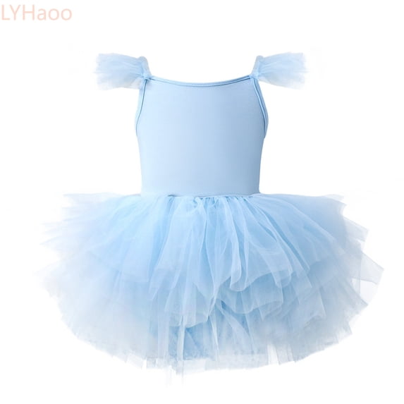 LYHaoo Children's Tutu Dress For Performance And Solid Color Personality Sleeveless Dress For Girls,Girls Casual Dresses Sizes 5-6 Years Blue